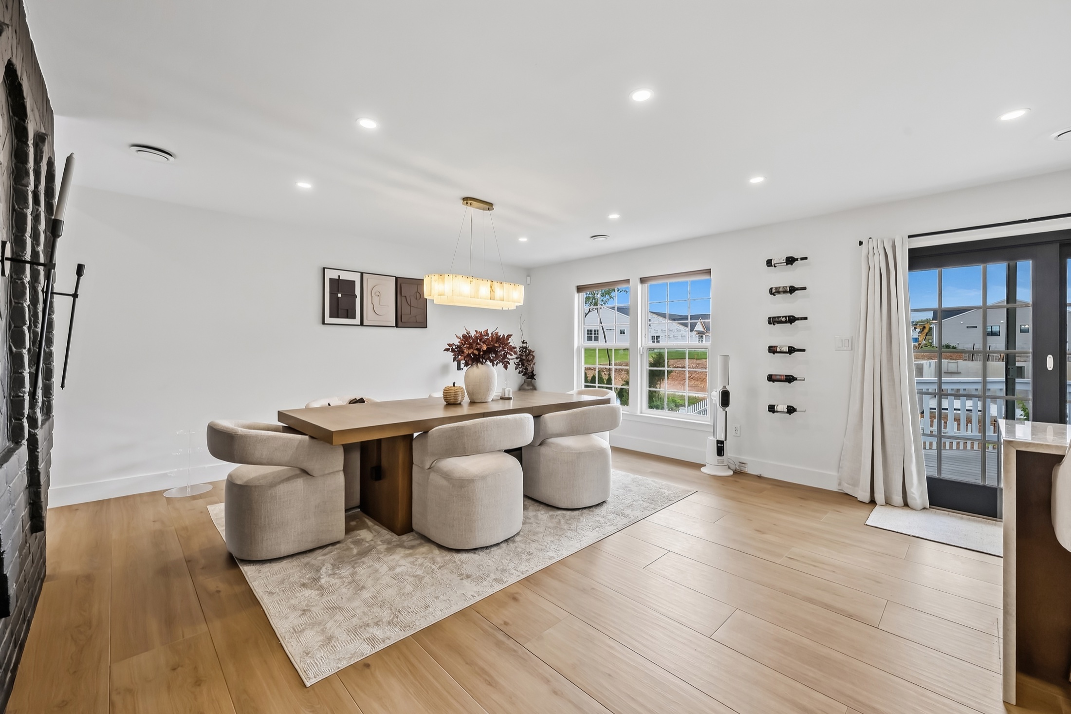 Bright modern dining interior photographed with clean architectural lines